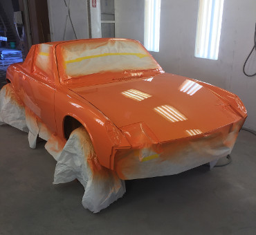 car finished painting in paint booth